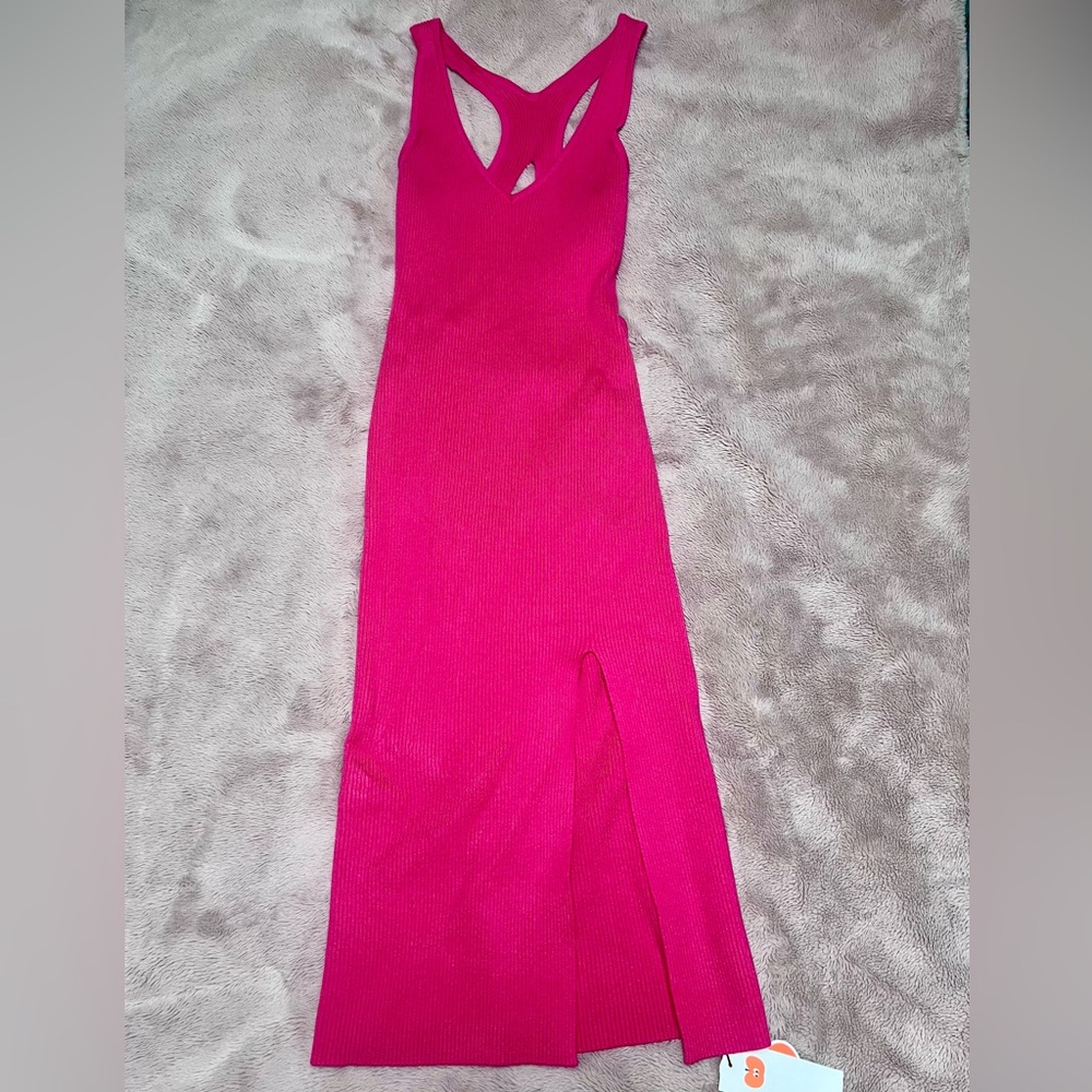 Cider Vibrant Pink Open Back Dress